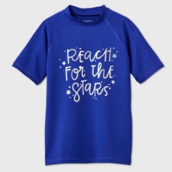 Raglan Short Sleeve Swim Shirt Reach for the Stars - Picture 1 of 6